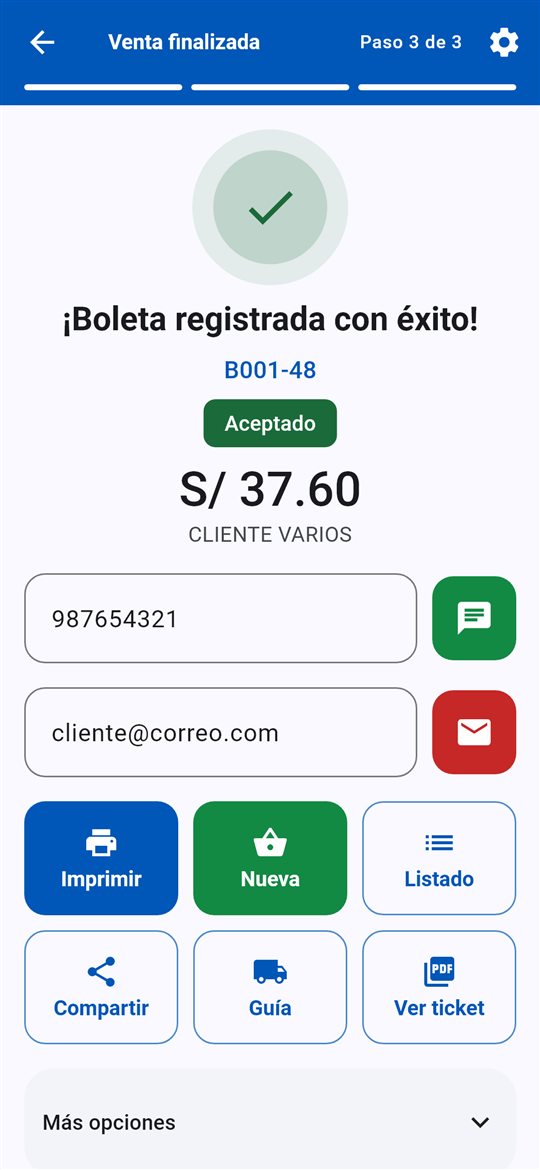 Comprobante listo: Imprímelo o envíalo por WhatsApp y correo al instante.