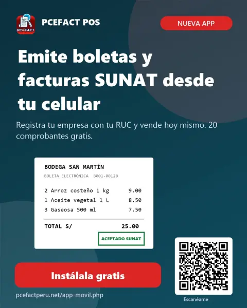 PCEFACT POS: emite boletas y facturas SUNAT desde tu celular — oferta PCEFACT PERU